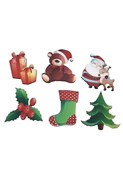 Hayaller Dükkanı 6-Piece Mixed Wooden Christmas Ornament Large Size 9 Cm-