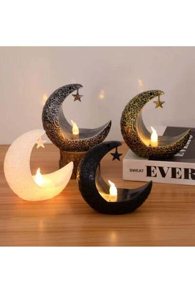 Nisf Alqamar Crescent Moon Lantern Decorative Candle Holder Set of 4