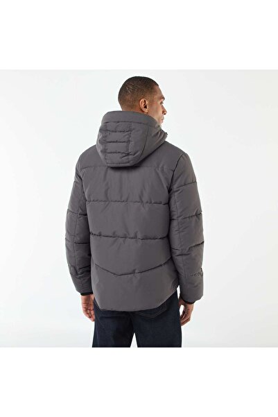 KİABİ Thick Padded Jacket with Zipped Hood GREY