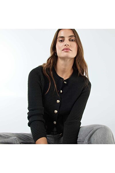 KİABİ Long-Sleeve Buttoned Cardigan BLACK