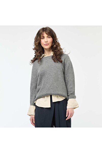 KİABİ سترة رمادية محبوكة برقبة دائرية