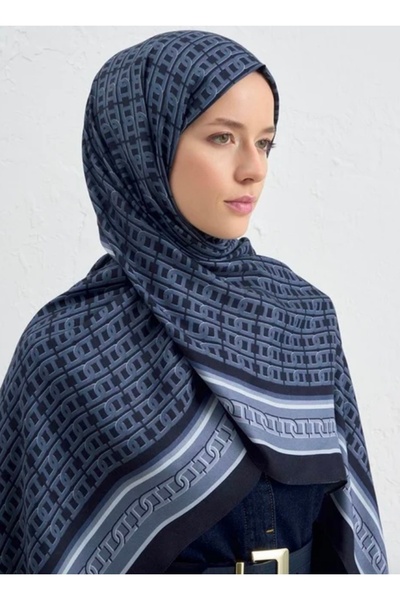Armine İpek Tansel Monogram Şal Lacivert