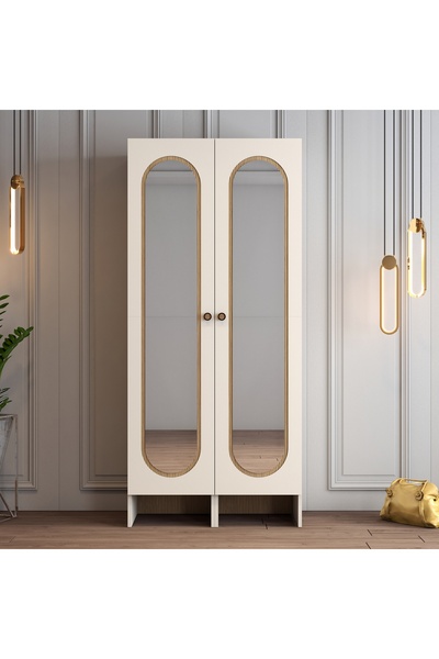 Variant Mobilya Münih 2 Kapılı Aynalı Gardrop (33) - Gölge Çizgili Meşe