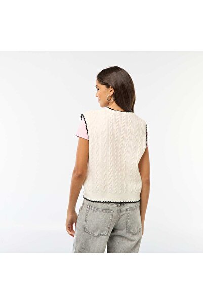 KİABİ Trompe-l'oeil Vest Effect Sweater BEIGE