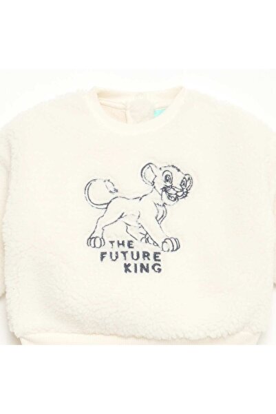 KİABİ Disney 'Simba' Cotton Sweatshirt + Pants Set WHITE