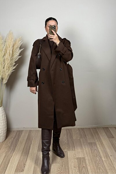 Vizon Collection Kahverengi Premium Kalite Kaşe Kaban