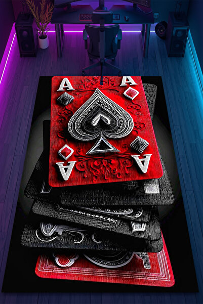 HalıOnline Şans Oyunları Desenli Kaymaz Taban Makinede Yıkanabilir Gaming Oyu...