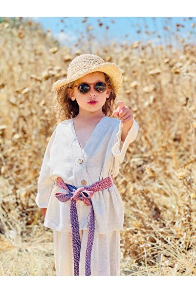 Balerinikizler Girl's Bohemian Suit with Belt Detail