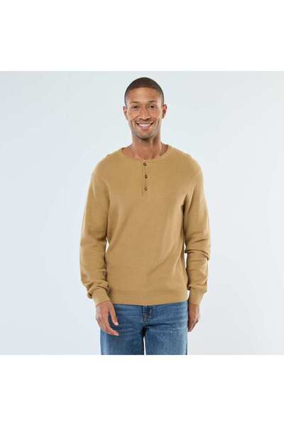 KİABİ سترة محبوكة فاخرة ذات أزرار ورقبة دائرية باللون الأخضر