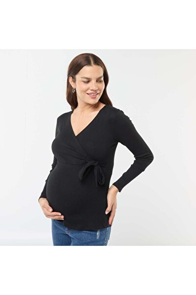 KİABİ Wrapover nursing T-shirt BLACK