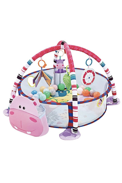 Krista Loc de joacă cu saltea de activități și țarc pentru bebeluși cu 30 de mingi Hipopotam