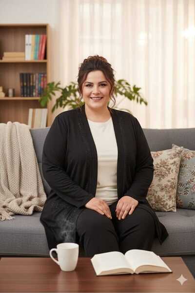 güncüoğlu Battal Size Long Sleeve Pocketed Seasonal Combed Cotton Jacket