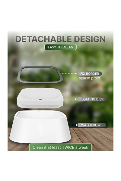 HAPPY JOKER Suspension Water Bowl for Cats and Dogs, Anti-Splash, Floating Rim, Anti-Slip, White