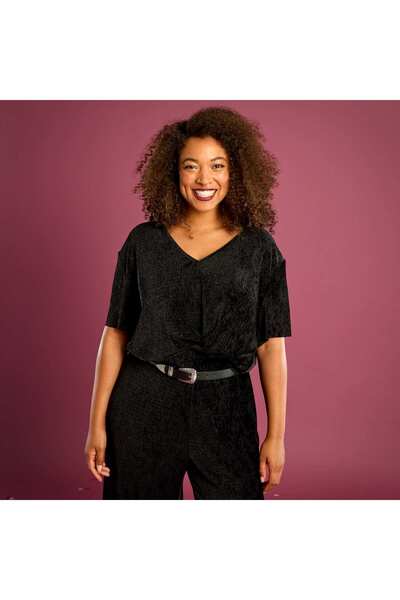 KİABİ Short-Sleeve Corduroy T-shirt BLACK