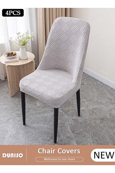 DOMEET 4 Packs Chair Covers, Stretch Jacquard Dining Chair Slipcovers, Removable Washable Chair Protector,