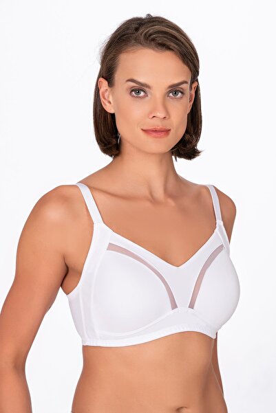Kompedan Kadın Tül Detay Toparlayıcı Sütyen | Beyaz 706