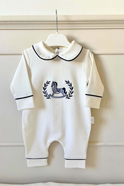 BabiesFirst Oyuncak At Nakışlı 6'lı Lacivert Yenidoğan Set %100 Pamuk Tulum B...