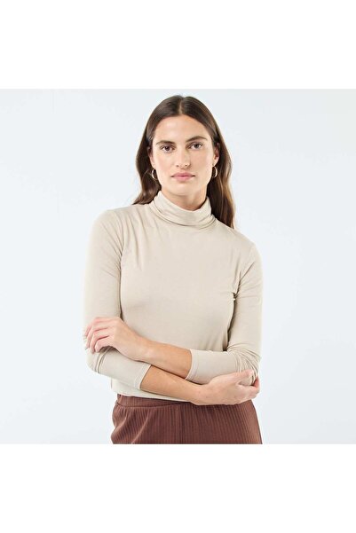 KİABİ Roll-neck Long-Sleeved Top BEIGE