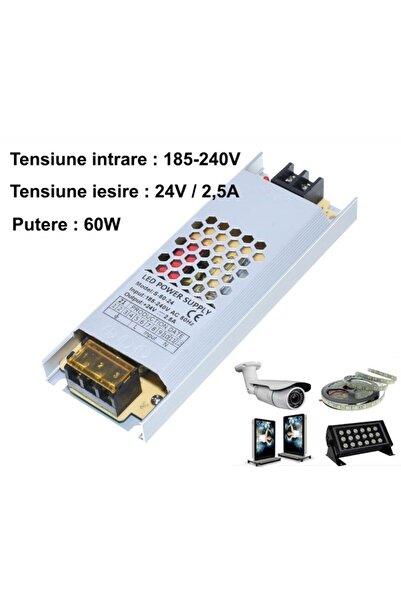 ElectroAZ Sursă de alimentare, subțire, de interior, 24V, 2.5A, 60W