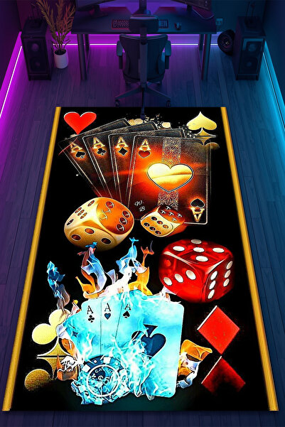 HalıOnline Şans Oyunları Desenli Kaymaz Taban Makinede Yıkanabilir Gaming Oyu...
