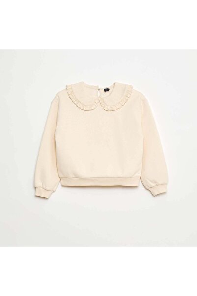KİABİ Solid Sweatshirt with Decorative Collar WHITE
