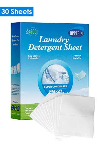DMYRDH 30 قطعة من أوراق منظف الغسيل وشرائط صابون التنظيف لغسل الملابس في الغسالة والسفر والمنزل