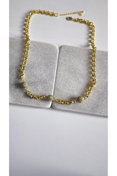 VOBEEYKU Special Series Colorful Zircon Stone Evil Eye and Ball Detail Chain ...
