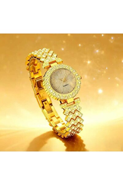 beyna aksesuar Gold Plated Crystal Stones Embellished Necklace Earrings Bracelet Ring Watch Gift Set Gift for Lover