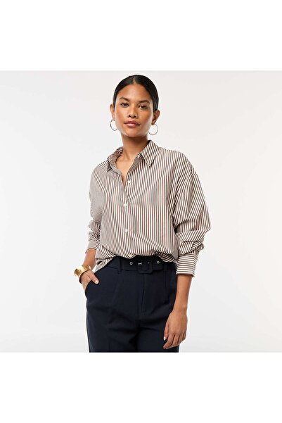 KİABİ Striped Poplin Shirt BROWN