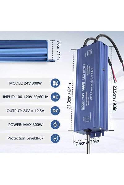 ElectroAZ Sursă de alimentare pentru exterior IP67, 24V 12.5A – 300W,