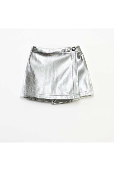 KİABİ تنورة قصيرة من الجلد الصناعي باللون الرمادي