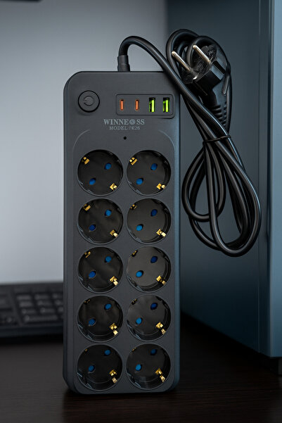 Winboss 3423 – 10’lu Akım Korumalı Priz (USB + Type-C)