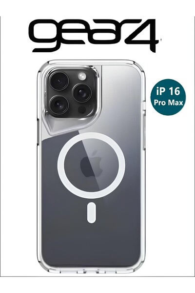 GEAR4 كفر حماية خلفيه لايفون 16 بروماكس، جراب حماية شفاف اصلي وقوي، كفر مقاوم لصدمات القوية.