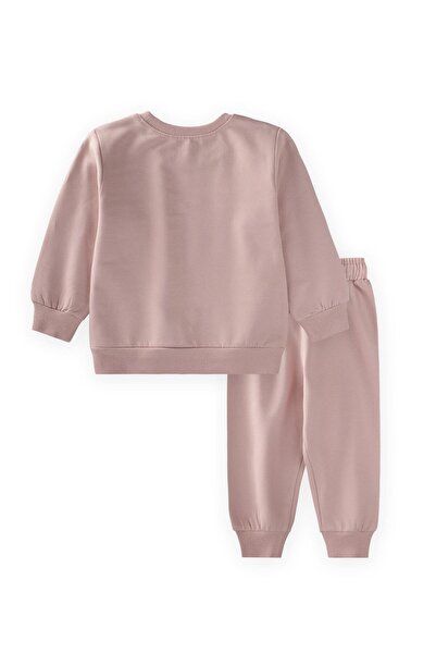 Cigit Sweatshirt Set 1-7 Years Powder Pink