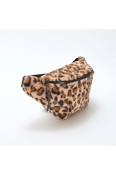 KİABİ Leopard Print Faux Fur Belt Bag BEIGE