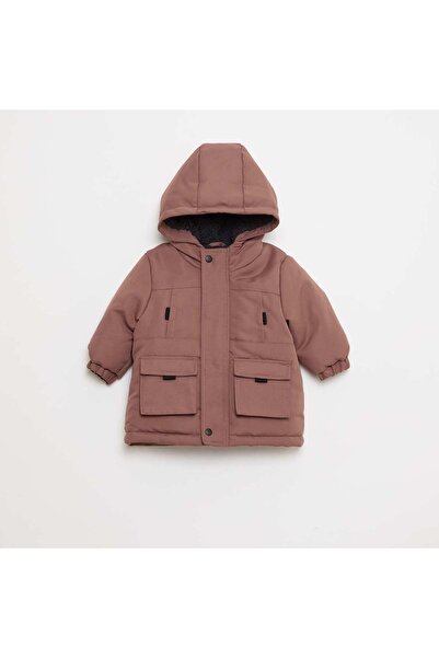 KİABİ Water-Repellent Hooded Parka with Sherpa Lining BROWN