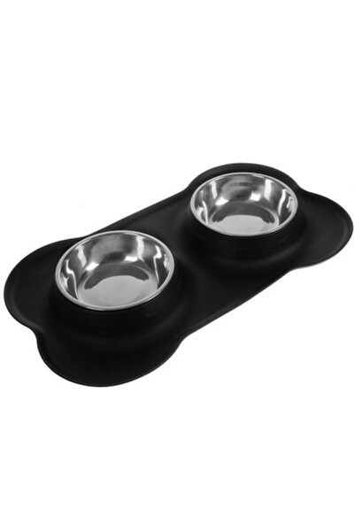 varioshop Διπλό Μπολ για Σκύλους & Γάτες, Ανοξείδωτο Ατσάλι με Αντιολισθητική...