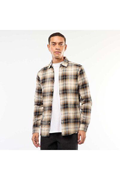 KİABİ Regular Fit Checkered Shirt BEIGE