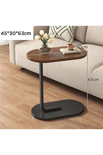 HayaBazaar C-Shaped Side Table with Metal Frame,Coffee Table,Sofa Side Table