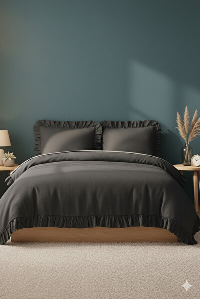 Sudemhome 100% Natural Cotton Double Ruffled Duvet Cover Set 200X220 cm