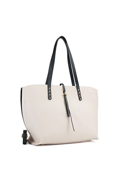 Posete Fagaras Isabelle Leather Purse - Beige - Black, Casual Bag Made of Gen...