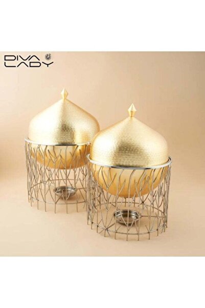 DIVA LADY ✨ Luxurious food warmer with a stunning gold dome design 🍲💛 5-liter capacity