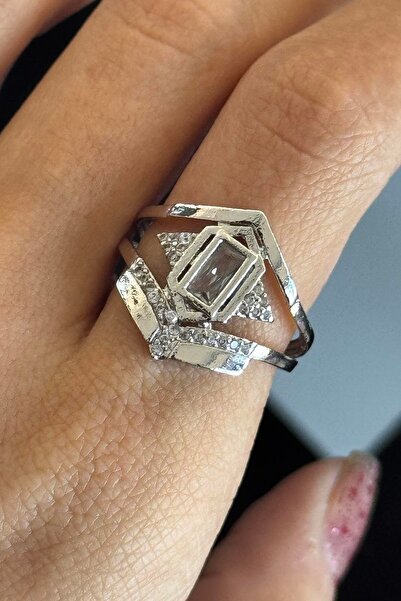 TAKIŞTIR خاتم فضي اللون مفصل قابل للتعديل