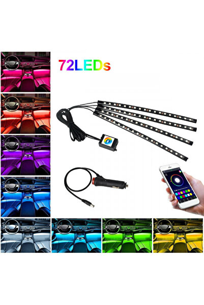 OEM Kit 4 Lumini Ambientale RGB cu Aplicatie Telefon Bluetooth, 12V, 18 LED, ...