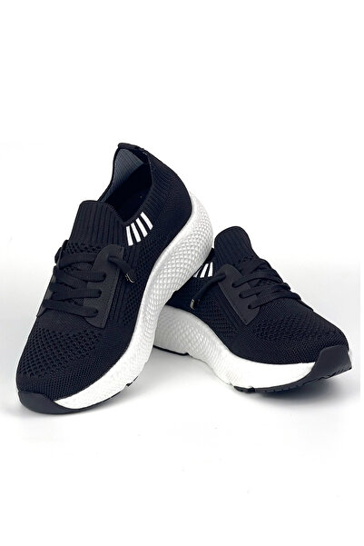 KAJILA Women's Black and White Knitwear Daily Comfortable Orthopedic Anti-Sweat Sports Sneaker Shoes