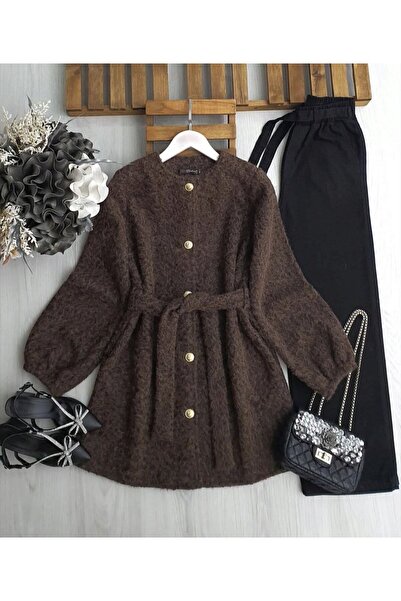 TrendParis Palton cu cusături cu centuri