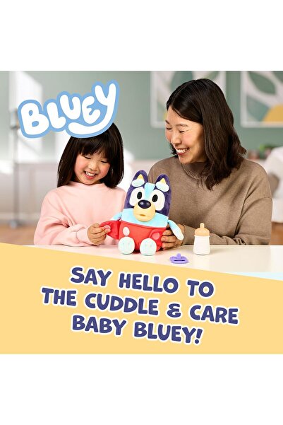 bluey Baby Interactive Plush Toy, 28 cm — 10 Baby Sounds, 2 Accessories, Removable Diaper