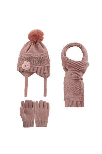 Kitti 1-4 Years Old Girl's 3-Piece Set Scarf, Beanie and Gloves Set