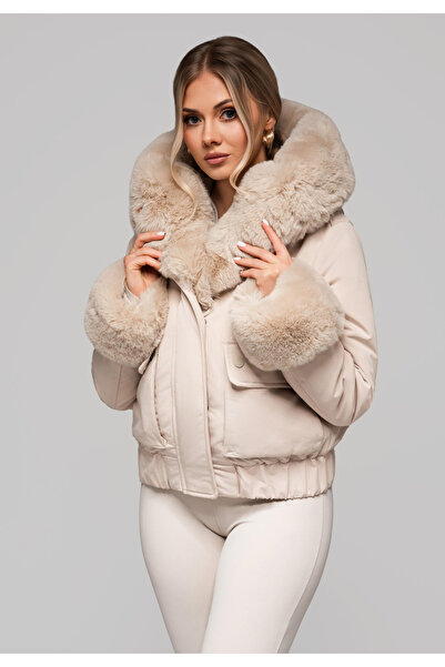 OMBRE Women's Jacket with Removable Fur OW-JALP-0100 v2 - Beige