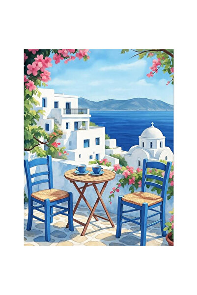 Today Idea لوحة فنية جدارية لفن القهوة اليونانية سانتوريني، هدية احتفالية بمن...